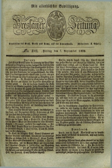 Breslauer Zeitung : mit allerhöchster Bewilligung. 1832, Nro. 210 (7 September) + dod.