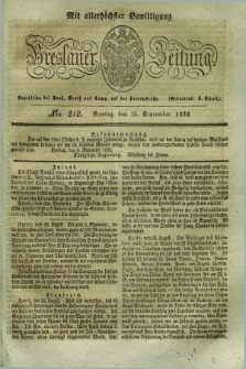 Breslauer Zeitung : mit allerhöchster Bewilligung. 1832, Nro. 212 (10 September) + dod.