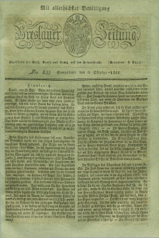 Breslauer Zeitung : mit allerhöchster Bewilligung. 1832, Nro. 235 (6 Oktober) + dod.