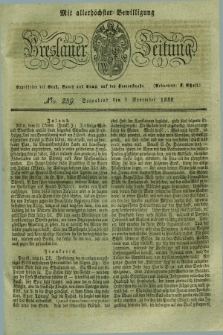 Breslauer Zeitung : mit allerhöchster Bewilligung. 1832, Nro. 259 (3 November) + dod.