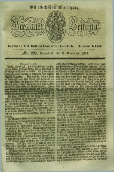 Breslauer Zeitung : mit allerhöchster Bewilligung. 1832, Nro. 265 (10 November) + dod.