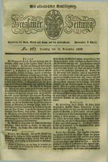 Breslauer Zeitung : mit allerhöchster Bewilligung. 1832, Nro. 267 (13 November) + dod.