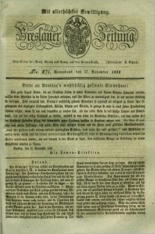 Breslauer Zeitung : mit allerhöchster Bewilligung. 1832, Nro. 271 (17 November) + dod.
