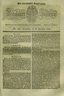 Breslauer Zeitung : mit allerhöchster Bewilligung. 1832, Nro. 281 (29 November) + dod.