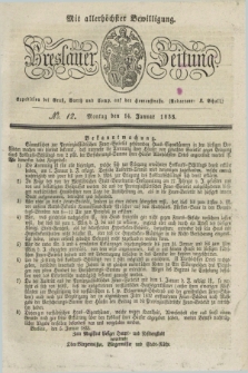 Breslauer Zeitung : mit allerhöchster Bewilligung. 1833, No. 12 (14 Januar) + dod.