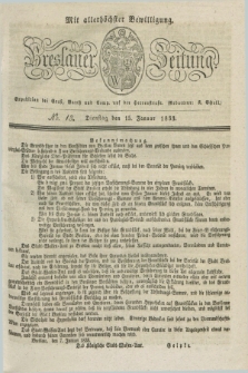 Breslauer Zeitung : mit allerhöchster Bewilligung. 1833, No. 13 (15 Januar) + dod.