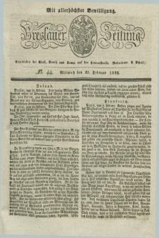 Breslauer Zeitung : mit allerhöchster Bewilligung. 1833, No. 44 (20 Februar) + dod.
