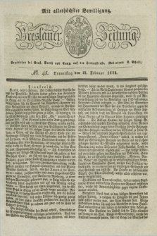 Breslauer Zeitung : mit allerhöchster Bewilligung. 1833, No. 45 (21 Februar) + dod.