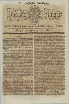 Breslauer Zeitung : mit allerhöchster Bewilligung. 1833, No. 92 (19 April) + dod.