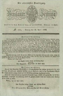 Breslauer Zeitung : mit allerhöchster Bewilligung. 1833, No. 100 (29 April) + dod.