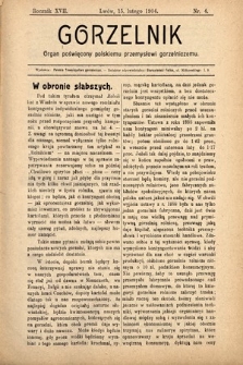 Gorzelnik : organ poświęcony polskiemu przemysłowi gorzelniczemu. R. 17, 1904, nr 4