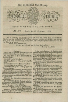 Breslauer Zeitung : mit allerhöchster Bewilligung. 1833, No. 217 (16 September) + dod.