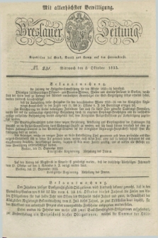 Breslauer Zeitung : mit allerhöchster Bewilligung. 1833, No. 231 (2 Oktober) + dod.