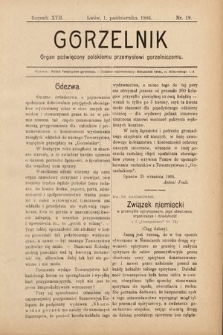 Gorzelnik : organ poświęcony polskiemu przemysłowi gorzelniczemu. R. 17, 1904, nr 19
