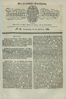 Breslauer Zeitung : mit allerhöchster Bewilligung. 1834, №. 49 (27 Februar) + dod.