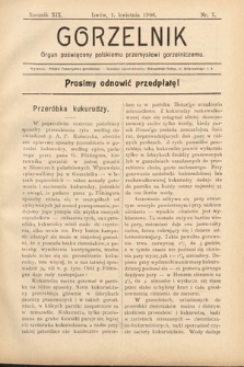 Gorzelnik : organ poświęcony polskiemu przemysłowi gorzelniczemu. R. 19, 1906, nr 7
