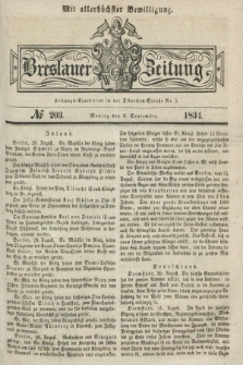 Breslauer Zeitung : mit allerhöchster Bewilligung. 1834, №. 203 (1 September) + dod.