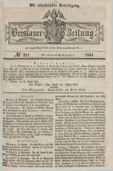 Breslauer Zeitung : mit allerhöchster Bewilligung. 1834, №. 211 (10 September) + dod.
