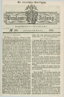 Breslauer Zeitung : mit allerhöchster Bewilligung. 1834, №. 224 (25 September) + dod.