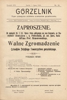 Gorzelnik : organ poświęcony polskiemu przemysłowi gorzelniczemu. R. 19, 1906, nr 13