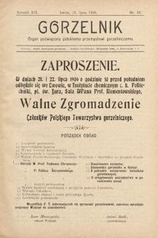 Gorzelnik : organ poświęcony polskiemu przemysłowi gorzelniczemu. R. 19, 1906, nr 14