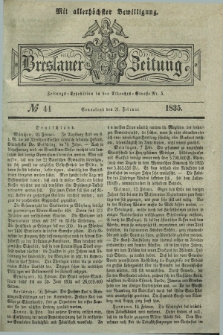 Breslauer Zeitung : mit allerhöchster Bewilligung. 1835, № 44 (21 Februar) + dod.