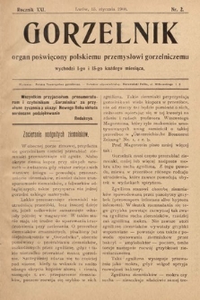 Gorzelnik : organ poświęcony polskiemu przemysłowi gorzelniczemu. R. 21, 1908, nr 2