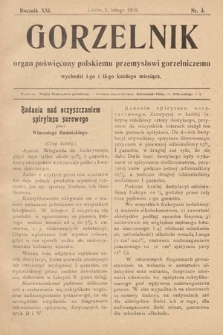 Gorzelnik : organ poświęcony polskiemu przemysłowi gorzelniczemu. R. 21, 1908, nr 3