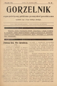 Gorzelnik : organ poświęcony polskiemu przemysłowi gorzelniczemu. R. 21, 1908, nr 18