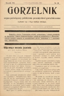 Gorzelnik : organ poświęcony polskiemu przemysłowi gorzelniczemu. R. 21, 1908, nr 20