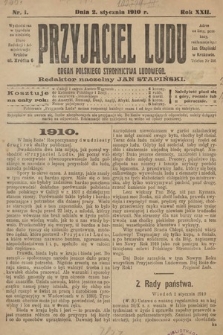 Przyjaciel Ludu : organ Polskiego Stronnictwa Ludowego. 1910, nr 1