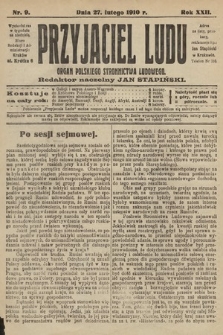 Przyjaciel Ludu : organ Polskiego Stronnictwa Ludowego. 1910, nr 9