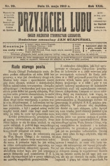 Przyjaciel Ludu : organ Polskiego Stronnictwa Ludowego. 1910, nr 20