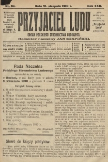 Przyjaciel Ludu : organ Polskiego Stronnictwa Ludowego. 1910, nr 34