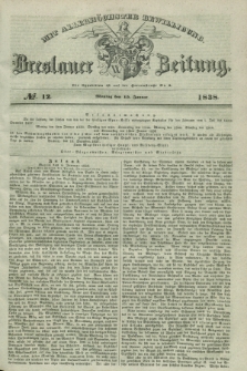 Breslauer Zeitung : mit allerhöchster Bewilligung. 1838, No. 12 (15 Januar) + dod.