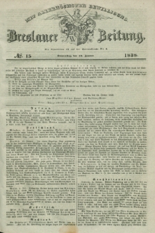 Breslauer Zeitung : mit allerhöchster Bewilligung. 1838, No. 15 (18 Januar) + dod.