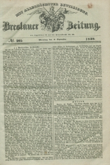 Breslauer Zeitung : mit allerhöchster Bewilligung. 1838, No. 205 (3 September) + dod.