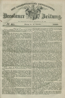 Breslauer Zeitung : mit allerhöchster Bewilligung. 1838, No. 211 (10 September) + dod.