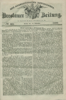 Breslauer Zeitung : mit allerhöchster Bewilligung. 1838, No. 215 (14 September) + dod.