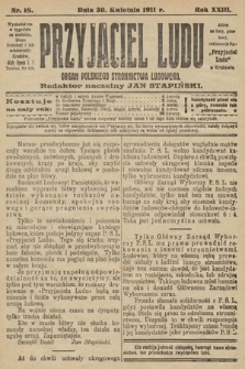 Przyjaciel Ludu : organ Polskiego Stronnictwa Ludowego. 1911, nr 18