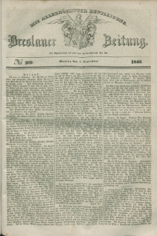 Breslauer Zeitung : mit allerhöchster Bewilligung. 1840, № 209 (7 September) + dod.