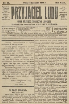 Przyjaciel Ludu : organ Polskiego Stronnictwa Ludowego. 1911, nr 45