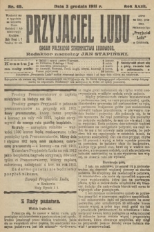 Przyjaciel Ludu : organ Polskiego Stronnictwa Ludowego. 1911, nr 49