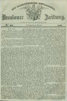 Breslauer Zeitung : mit allerhöchster Bewilligung. 1843, № 231 (3 Oktober) + dod.