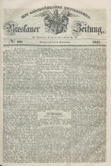Breslauer Zeitung : mit allerhöchster Bewilligung. 1847, № 206 (4 September) + dod.