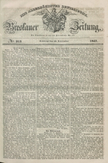Breslauer Zeitung : mit allerhöchster Bewilligung. 1847, № 213 (12 September) + dod.