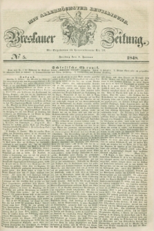 Breslauer Zeitung : mit allerhöchster Bewilligung. 1848, № 5 (7 Januar) + dod.