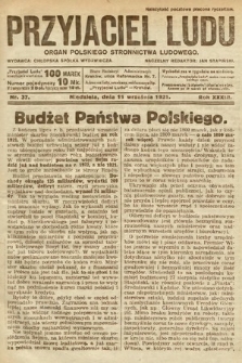 Przyjaciel Ludu : organ Polskiego Stronnictwa Ludowego. 1921, nr 37