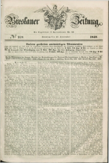Breslauer Zeitung. 1848, № 218 (17 September) + dod.
