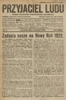 Przyjaciel Ludu : organ Polskiego Stronnictwa Ludowego. 1922, nr 1
